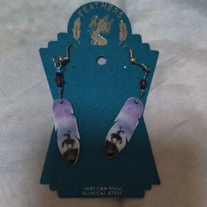 Feathers Lavender Horse Feather Earrings